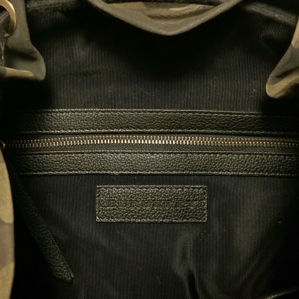 Burberry London Camouflage Brown and Green Suede Leather Backpack - Picture 9 of 10